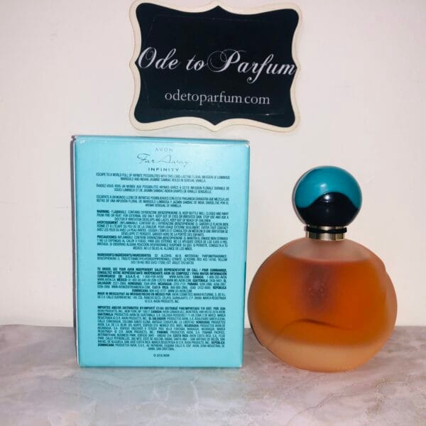 Avon Far Away Infinity perfume back of box and bottle