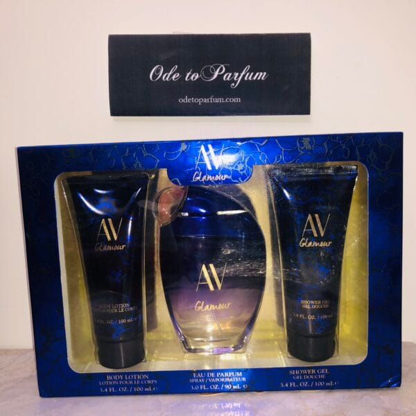 AV Glamour Passionate perfume gift set Adrienne Vittadino 3 piece in blue box