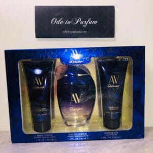 AV Glamour Passionate perfume gift set Adrienne Vittadino 3 piece in blue box