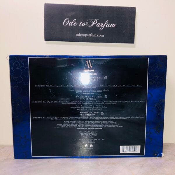 AV Glamour Passionate perfume gift set Adrienne Vittadino 3 piece in blue box